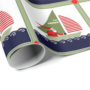 Papier Cadeau Vacances de Noël en voilier personnalisé