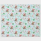 Papier Cadeau Vacances de Noël équestres (Plat)