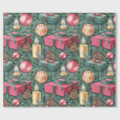 Papier Cadeau Vacances de Noël - jolis cadeaux d'aquarelle (Plat)