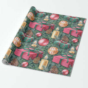 Papier Cadeau Vacances de Noël - jolis cadeaux d'aquarelle
