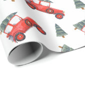 Papier Cadeau Vacances de Noël Rouge Truck (Coin rond)