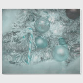 Papier Cadeau Vacances de Noël Turquoise Green Silver Tree (Plat)
