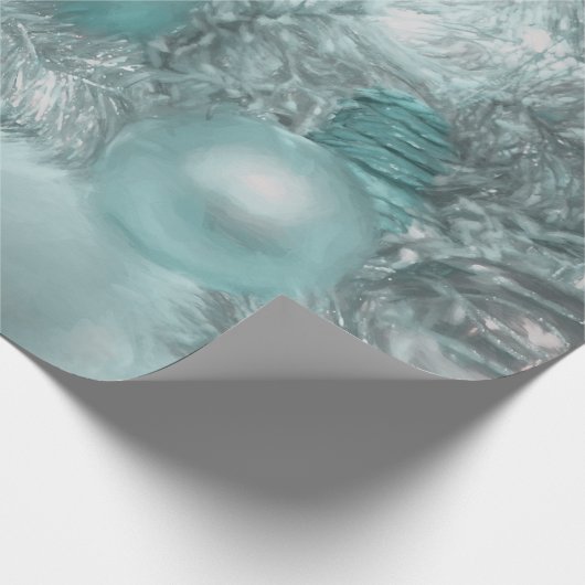 Papier Cadeau Vacances de Noël Turquoise Green Silver Tree (Coin)