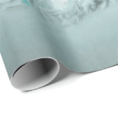 Papier Cadeau Vacances de Noël Turquoise Green Silver Tree (Coin rond)