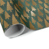 Papier Cadeau Vacances de Noël Vert & Or tendance (Coin rond)