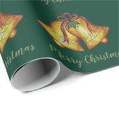 Papier Cadeau Vacances de Noël Vert traditionnel (Coin rond)