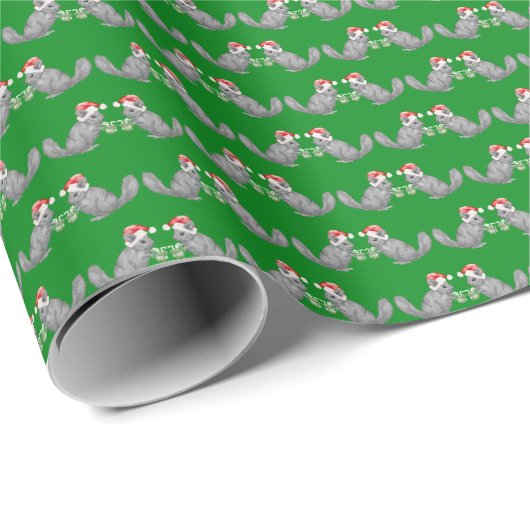 Papier Cadeau Vacances de Santa Chinchillas (Coin rond)