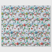Papier Cadeau Vacances de village d'hiver (Plat)