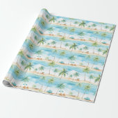 Papier Cadeau Vacances d'été Plage Palm Trees - (Déroulé)