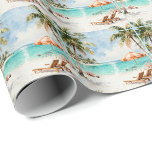 Papier Cadeau Vacances d'été Resort Tropical