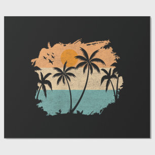 Papier Cadeau Vacances d'été Rétro Coucher de soleil Plage Palmi