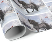 Papier Cadeau Vacances d'hiver 2024 Cheval friésien (Coin rond)