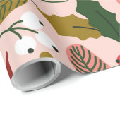 Papier Cadeau Vacances d'hiver à Poinsettia (Coin rond)