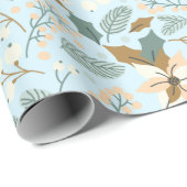 Papier Cadeau Vacances d'hiver à Poinsettia (Coin rond)