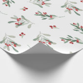 Papier Cadeau Vacances d'hiver Aquarelle Berries Botanique (Coin)