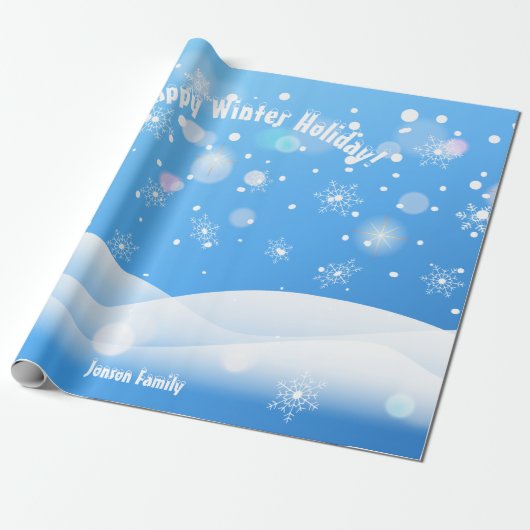 Papier Cadeau Vacances d'hiver Flocons de neige Vœux XMAX Person (Déroulé)