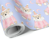 Papier Cadeau Vacances d'hiver Pink ours enfants motif (Coin rond)