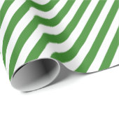 Papier Cadeau Vacances diagonales rayées Simple Vert Blanc (Coin rond)