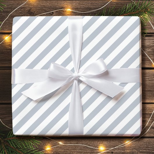 Papier Cadeau Vacances diagonales triées gris clair simple