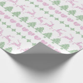 Papier Cadeau Vacances Doux moche Motif Vert & Rose (Coin)