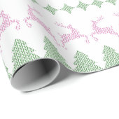 Papier Cadeau Vacances Doux moche Motif Vert & Rose (Coin rond)