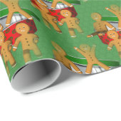 Papier Cadeau Vacances Échapper Gingerbread Cookies mignons (Coin rond)
