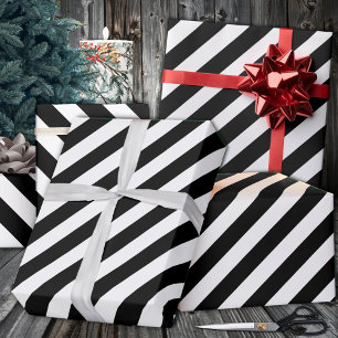 Papier Cadeau Vacances en bande blanche noire
