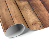 Papier Cadeau Vacances en bois rustique (Coin rond)