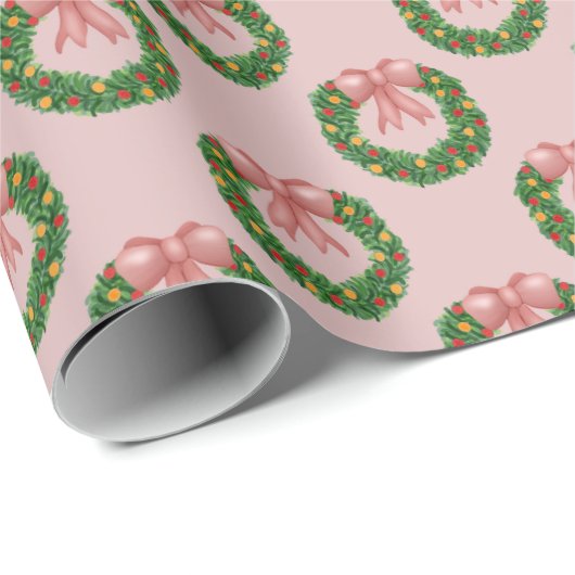 Papier Cadeau Vacances en Bow rose (Coin rond)