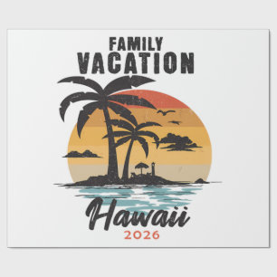 Papier Cadeau Vacances en famille Hawaii 2026 Tropical