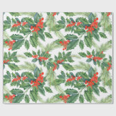 Papier Cadeau Vacances envelopper Holly Berries (Plat)