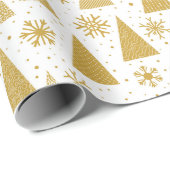 Papier Cadeau Vacances festives de Noël d'or moderne (Coin rond)