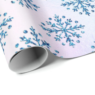 Papier Cadeau Vacances - Flèches bleues glacées Faux Foil Irid