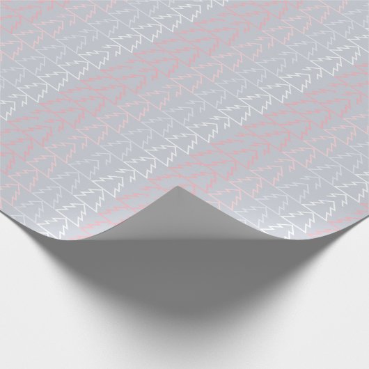 Papier Cadeau Vacances Gris Rose Arbres de Noël Moderne (Coin)
