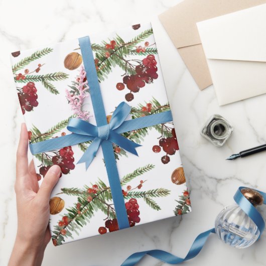 Papier Cadeau Vacances Highbush Cranberries & Green Spruce Wrapp (Cadeaux)