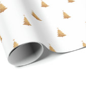Papier Cadeau Vacances hiver Gold et White Christmas Tree (Coin rond)