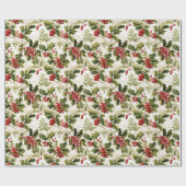 Papier Cadeau Vacances Holly et Berries style Vintage (Plat)