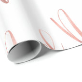 Papier Cadeau Vacances manuscrites roses de manuscrit de Noel | (Coin rond)