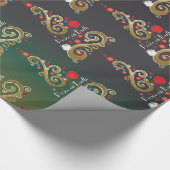 Papier Cadeau Vacances matte vert or motif de Noël (Coin)