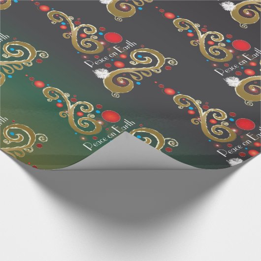 Papier Cadeau Vacances matte vert or motif de Noël (Coin)