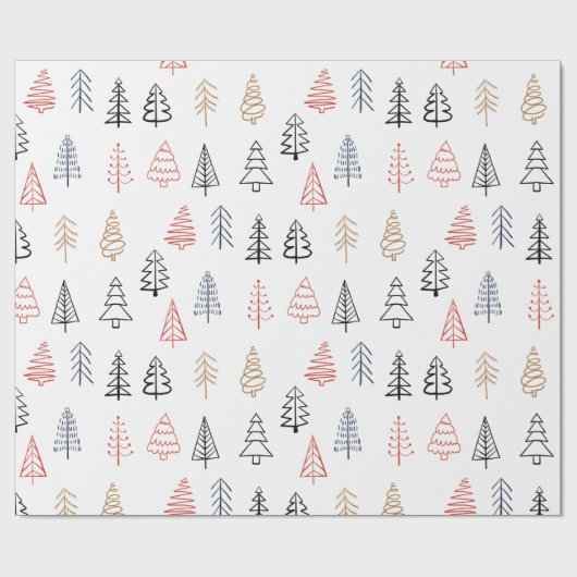 Papier Cadeau Vacances Motif de Noël moderne Pine Forest Tree (Plat)