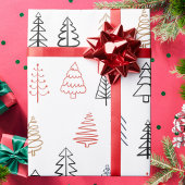 Papier Cadeau Vacances Motif de Noël moderne Pine Forest Tree