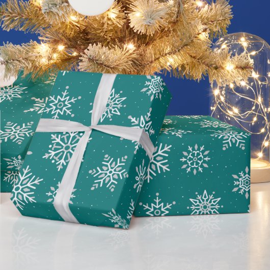 Papier Cadeau Vacances Motoneige Hiver Moderne Bleu Vert (Vacances)