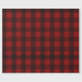 Papier Cadeau Vacances Noël rustique hiver plaid rouge (Plat)