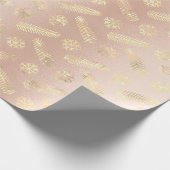 Papier Cadeau Vacances Noël Snowflakes Gold Rose Blush (Coin)
