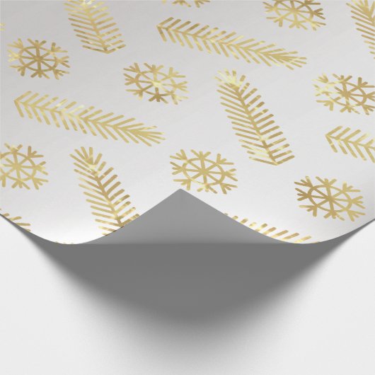 Papier Cadeau Vacances Noël Snowflakes Gris Argent Or (Coin)