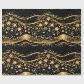 Papier Cadeau Vacances Noir et Or Riche (Plat)