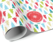 Papier Cadeau VACANCES OFFRIR moderne fête Noël motif (Coin rond)