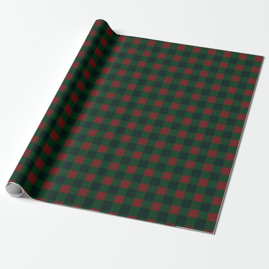 Papier Cadeau Vacances Plaid Buffalo Rouge Vert (Déroulé)