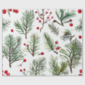 Papier Cadeau Vacances Red Pine & Berries Design (Plat)
